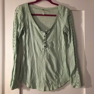 Free people mint green long sleeve top
